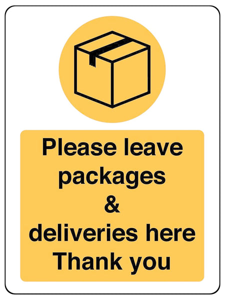 764 PLEASE LEAVE PACKAGES & DELIVERIES Metal Aluminium Plaque Sign Door Letters Parcel House