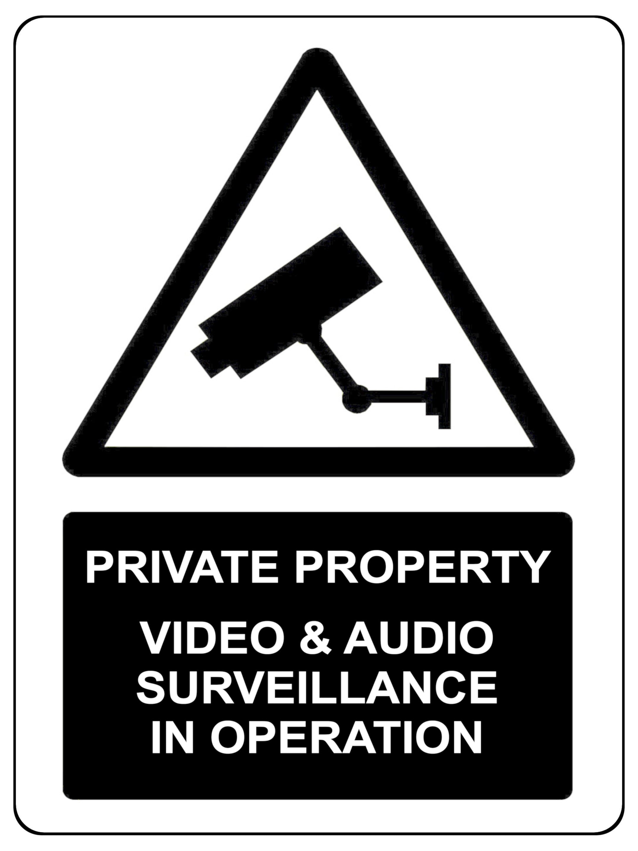 1589 PRIVATE PROPERTY VIDEO & AUDIO SURVEILLANCE IN OPERATION Metal Aluminium Plaque Sign