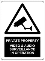 1589 PRIVATE PROPERTY VIDEO & AUDIO SURVEILLANCE IN OPERATION Metal Aluminium Plaque Sign