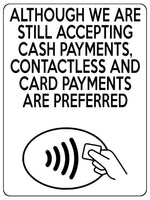 1593 CONTACTLESS AND CARD PAYMENTS ARE PREFERED Metal Aluminium Plaque Sign Shop