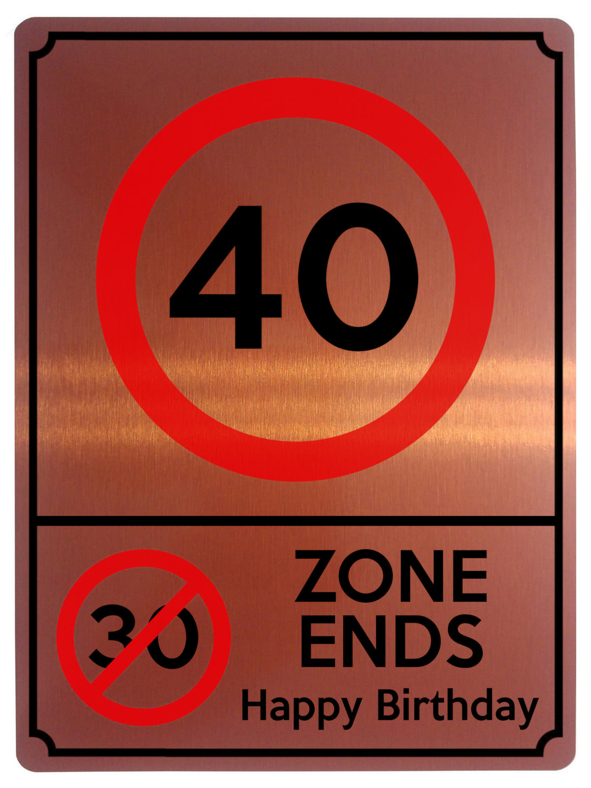 1886 40 MPH 30 ZONE ENDS Happy Birthday Funny Metal Aluminium Plaque Sign